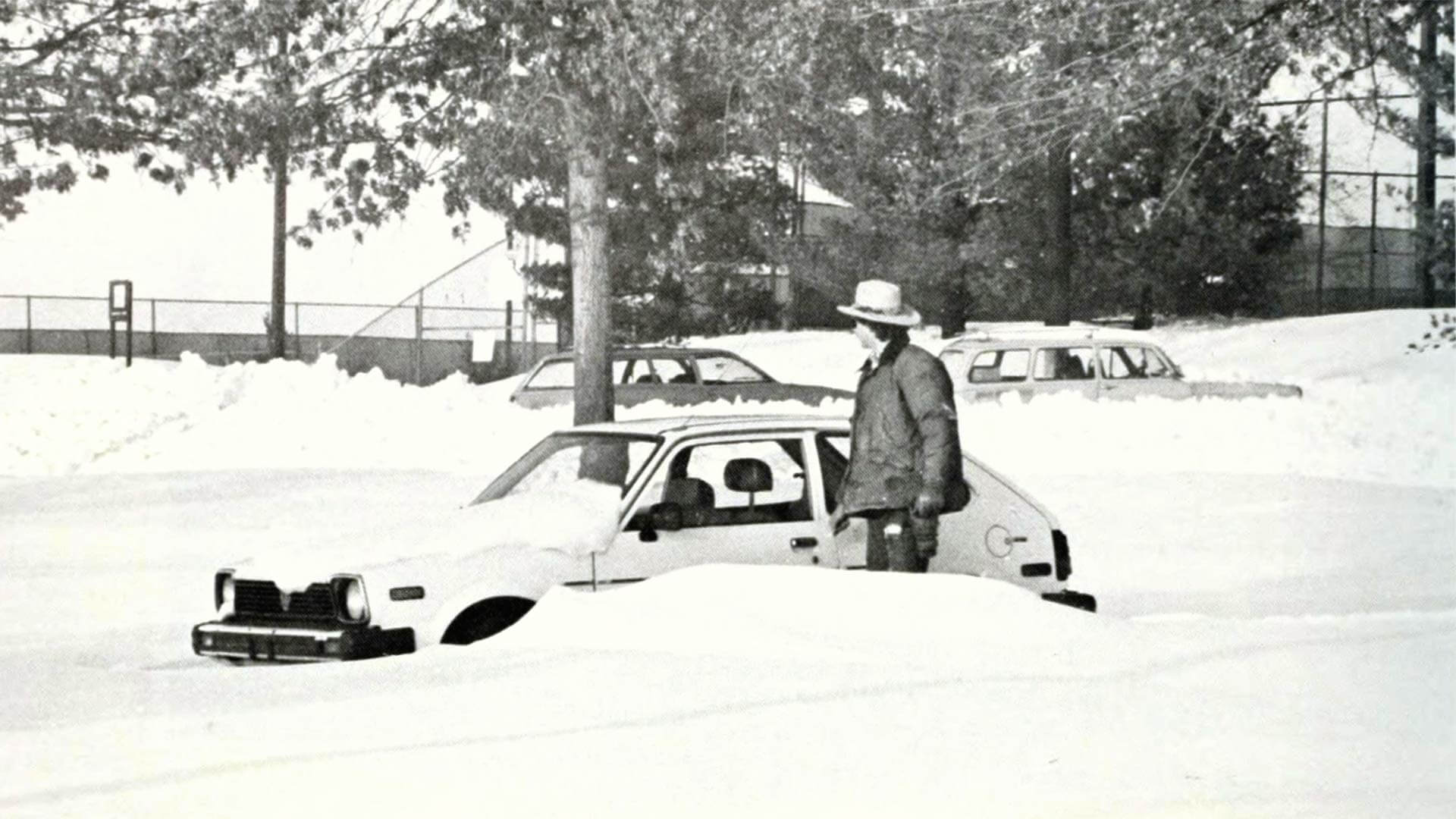 Snow-buried car in 1983