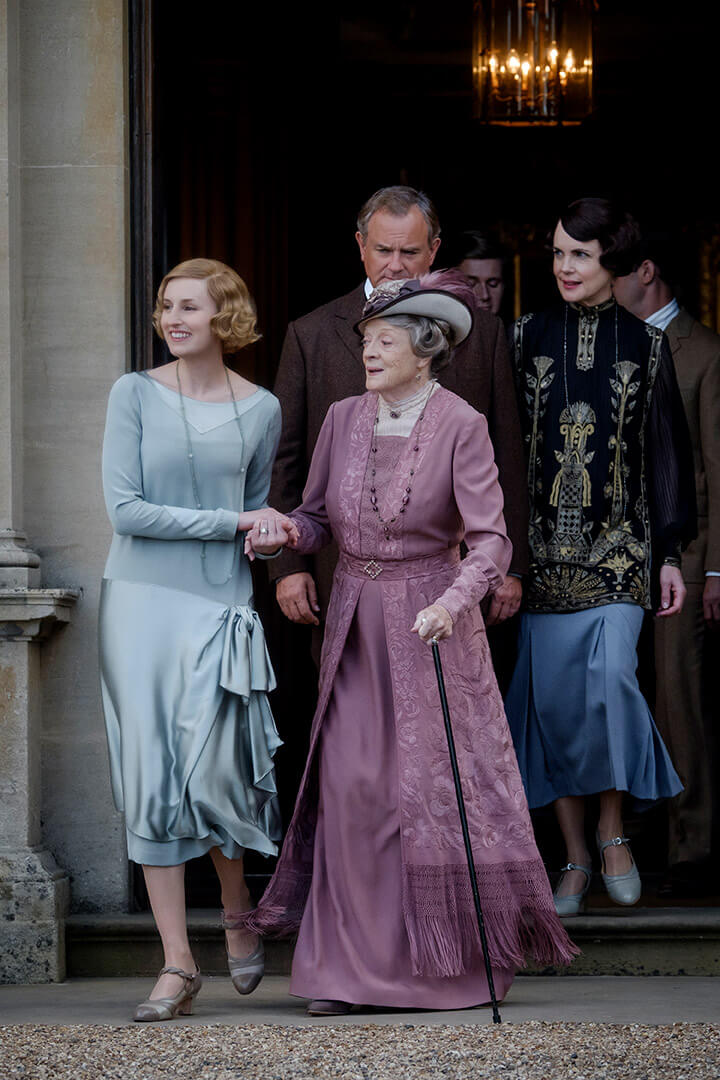 Laura Carmichael stars as Lady Hexham, Maggie Smith as The Dowager Countess of Grantham, Hugh Bonneville as Lord Grantham, Allen Leech as Tom Branson and Elizabeth McGovern as Lady Grantham in "Downton Abbey"