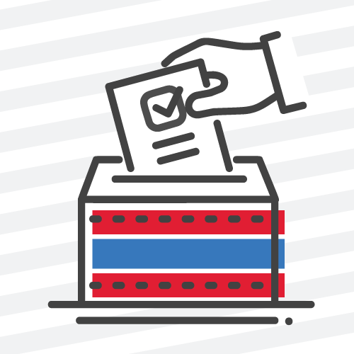 Illustration of a ballot being dropped in a box