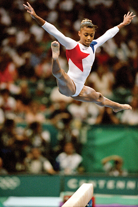 Dominique Dawes performing at the Olympics