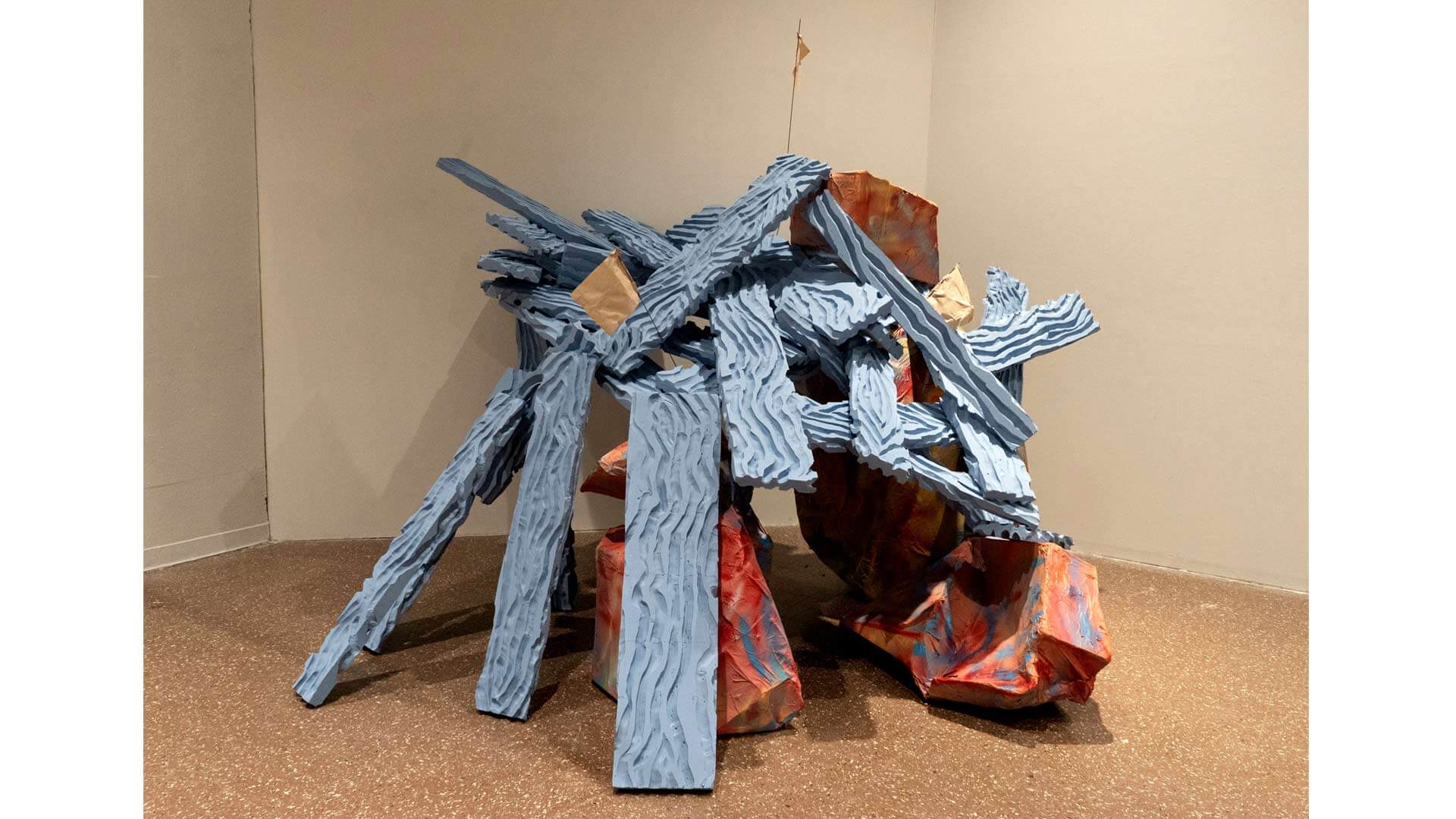 “Transition/Resurrection,” a playful foam and cardboard structure