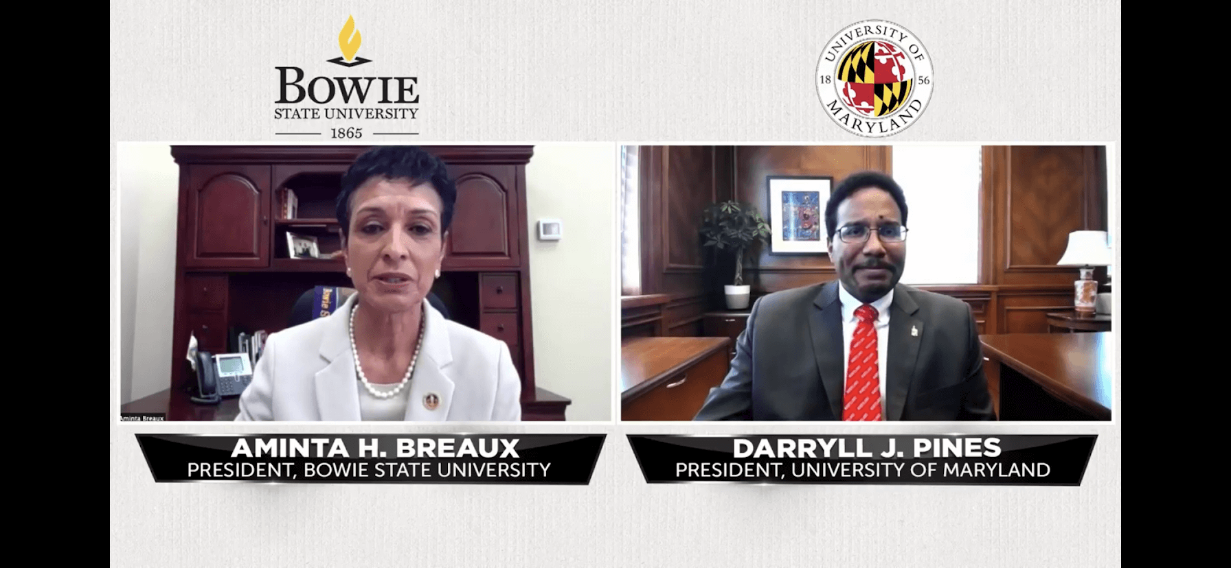Aminta H. Breaux, President, Bowie State University, and Darryll J. Pines, President, University of Maryland