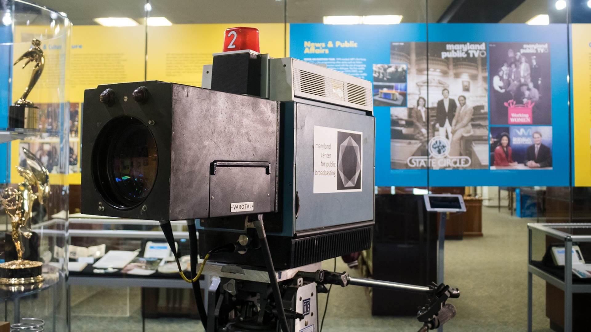 Old-fashioned video camera that reads "Maryland Center for Public Broadcasting"