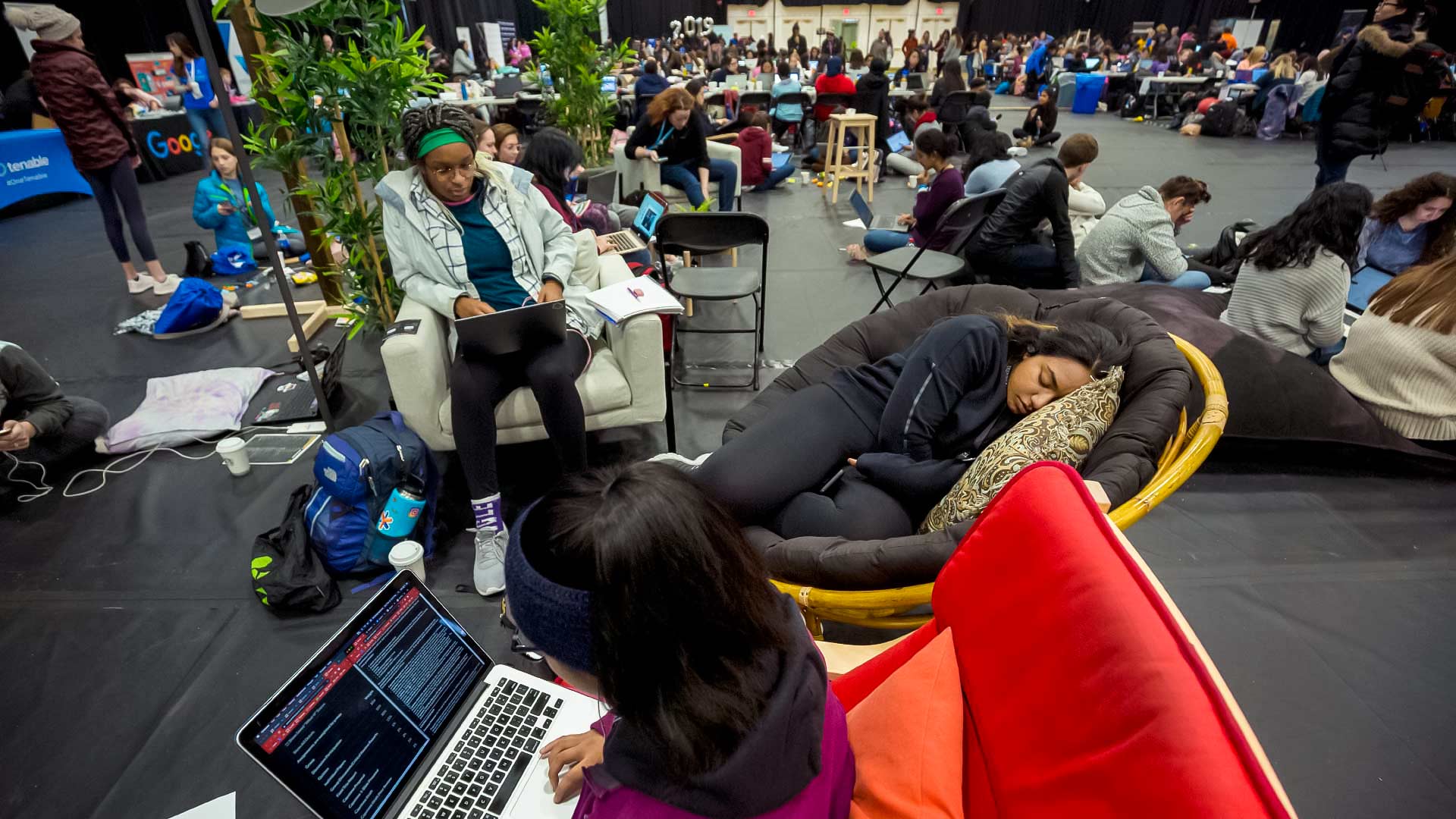 The cycle of hacking, resting and back to hacking was in full swing for the 900 female and binary participants at Technica on Saturday.