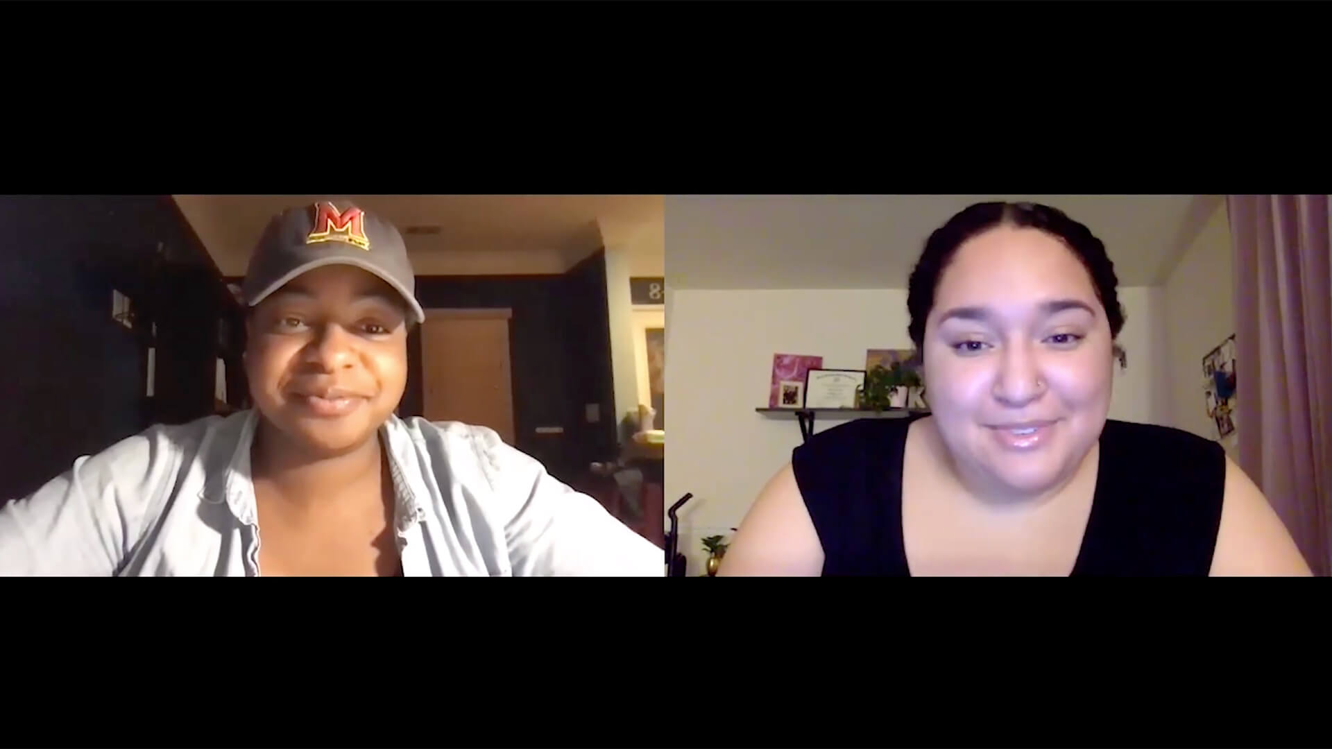 Tuesday's Terp Talent Showcase hosts Brianna Aldridge MPH ’20 and Kamrie Risku M.Ed. ‘20 on Zoom