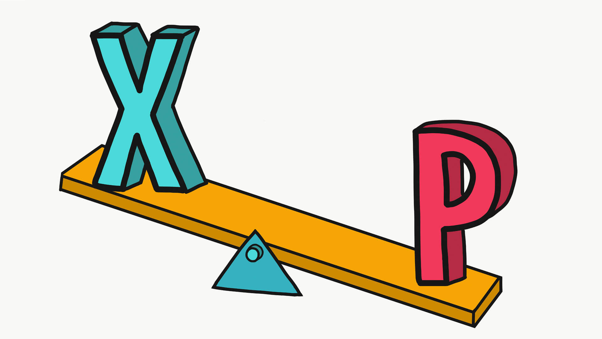 Illustration of X and P on a seesaw