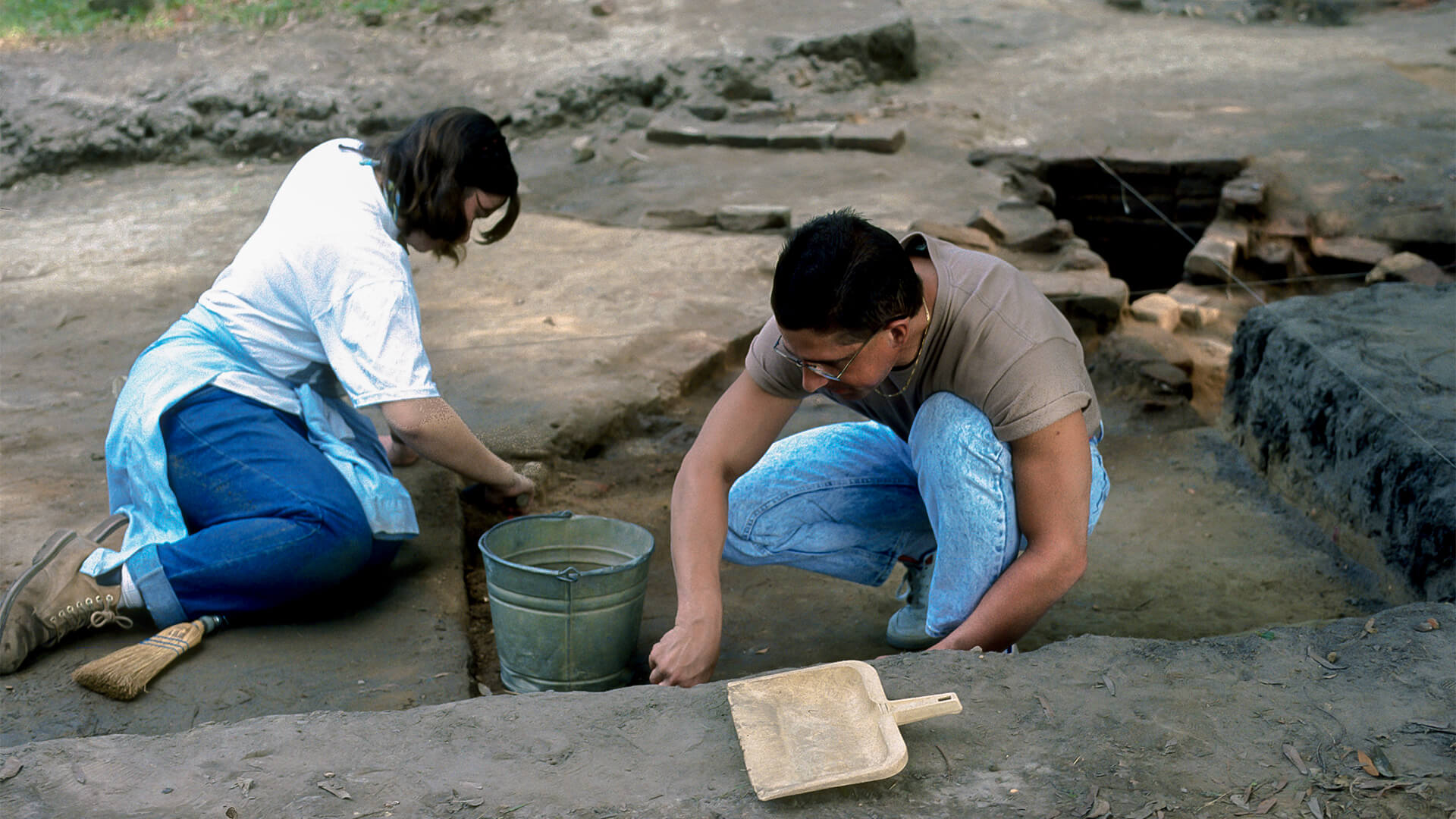 Students excavating