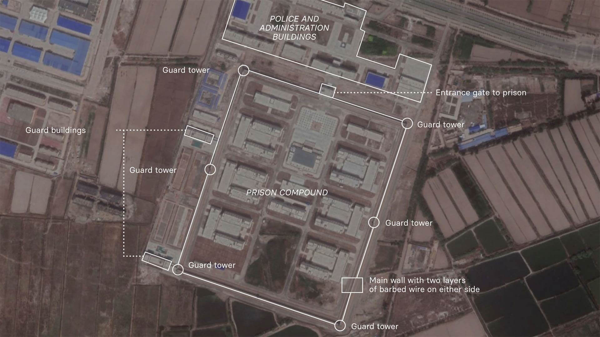 Satellite image of detention camp in China